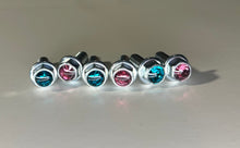 Load image into Gallery viewer, Handmade Blue Zircon/Rose Jeweled Steering Wheel Hardware