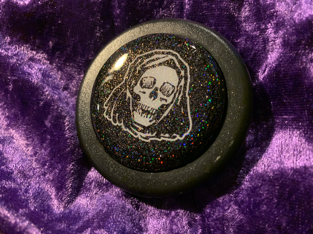 Handmade Reaper Glitter Horn Button