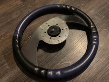 Load image into Gallery viewer, Faker Black/Blue Leather 350mm 2 Spoke Wheel
