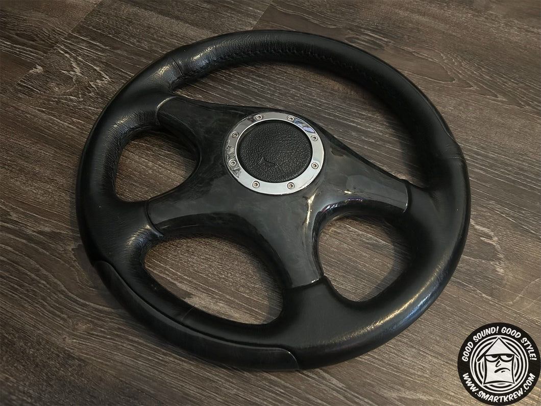 WD 350mm Black Burlwood/Leather Combination Wheel