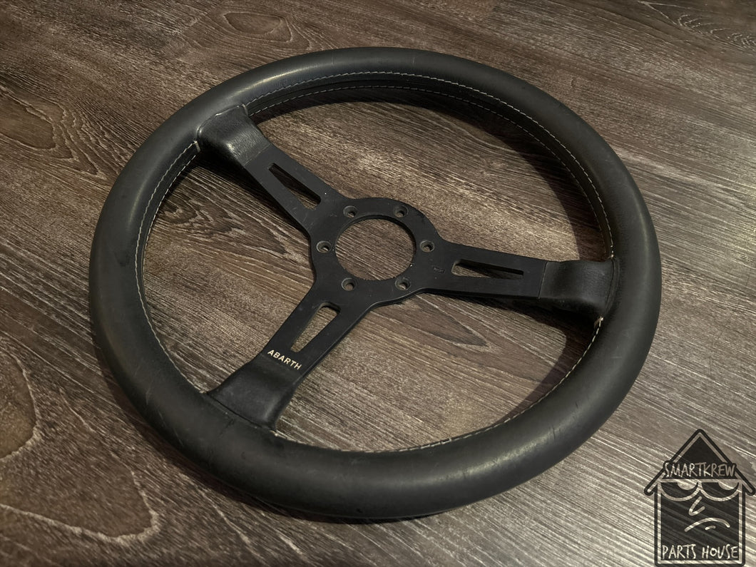 Abarth 350mm Black Leather Wheel