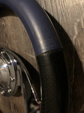Load image into Gallery viewer, Faker Black/Blue Leather 350mm 2 Spoke Wheel
