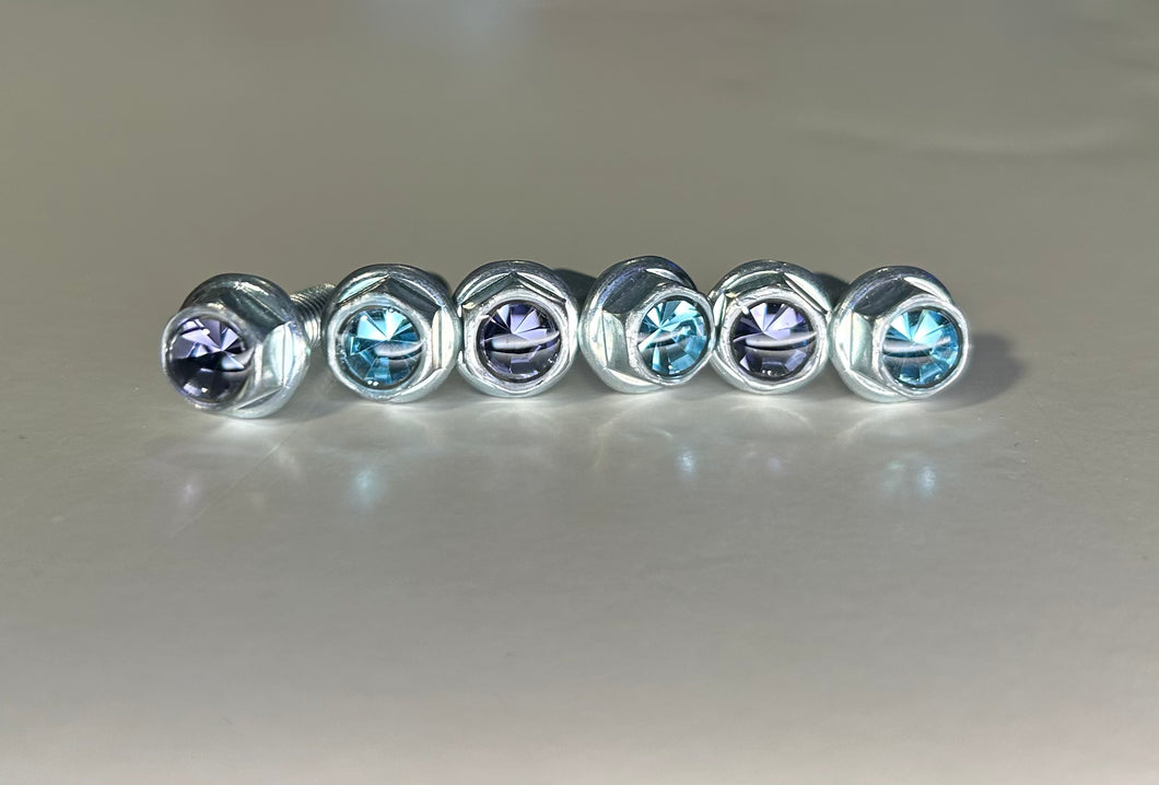 Handmade Aquamarine/Tanzanite Jeweled Steering Wheel Hardware