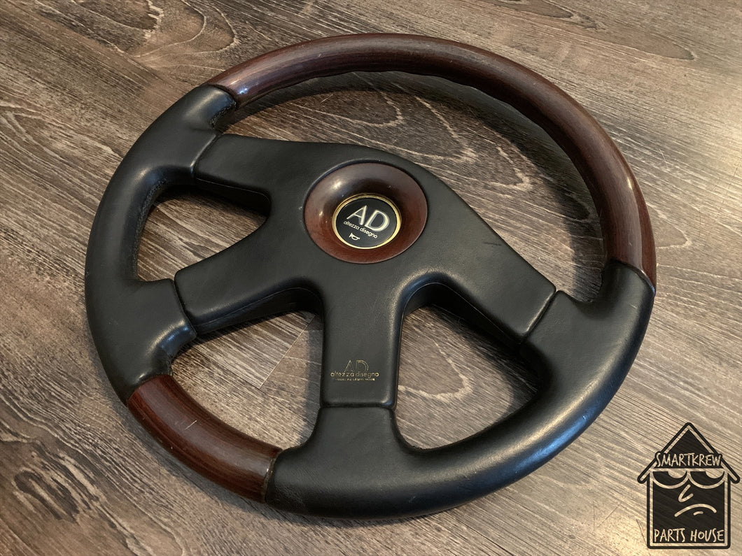 Altezza Disegno 360mm Black Leather/Wood Combination Wheel