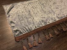 Load image into Gallery viewer, Grey Crushed Velvet With Copper/Grey Beaded Tassel
