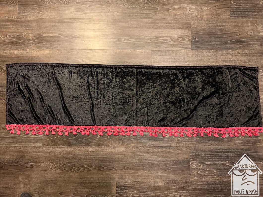 Black Crushed Velvet With Pink Tassel