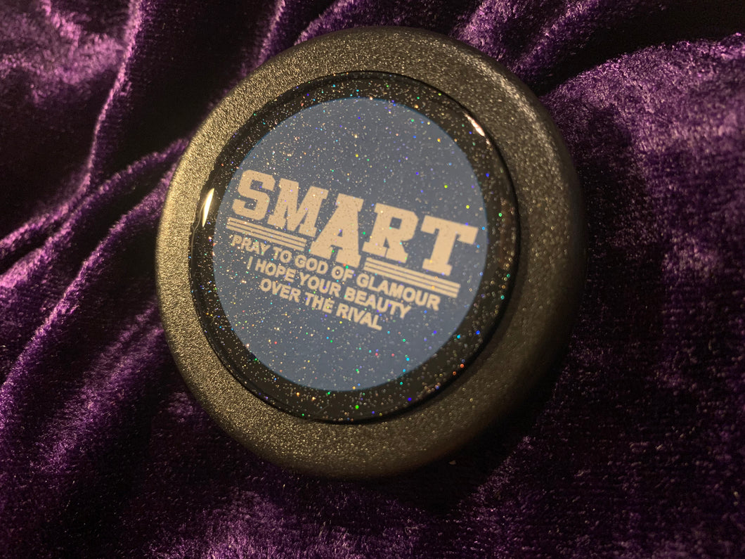 Glamour God Blue Glitter Horn Button